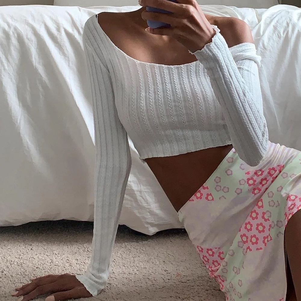Princess Polly Leon Cropped Long Sleeve White